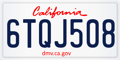 CA license plate 6TQJ508