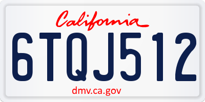CA license plate 6TQJ512