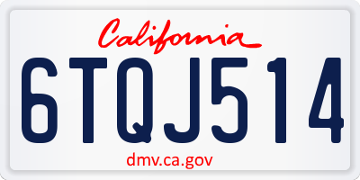 CA license plate 6TQJ514