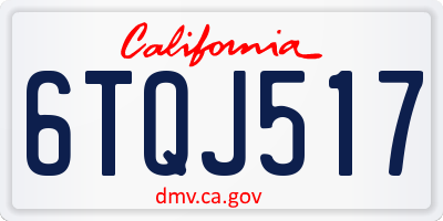 CA license plate 6TQJ517