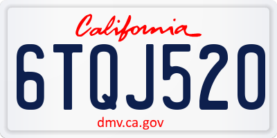 CA license plate 6TQJ520