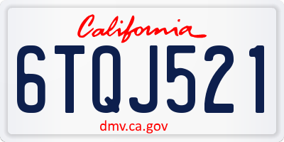 CA license plate 6TQJ521