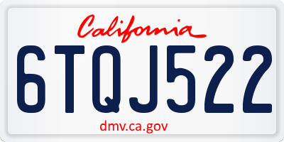 CA license plate 6TQJ522