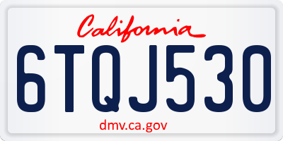 CA license plate 6TQJ530