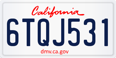 CA license plate 6TQJ531