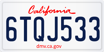 CA license plate 6TQJ533