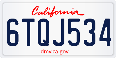 CA license plate 6TQJ534