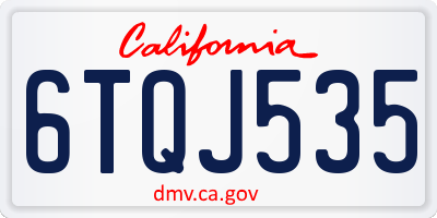 CA license plate 6TQJ535