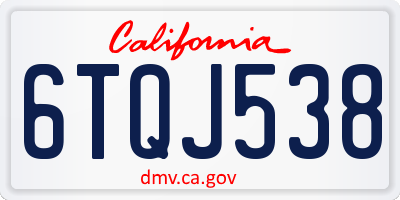 CA license plate 6TQJ538