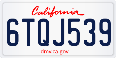 CA license plate 6TQJ539