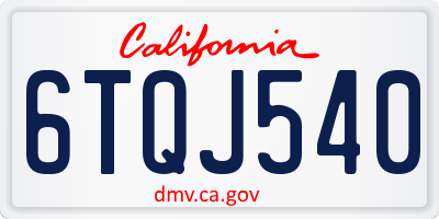 CA license plate 6TQJ540