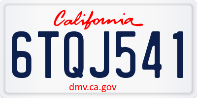 CA license plate 6TQJ541