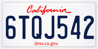 CA license plate 6TQJ542