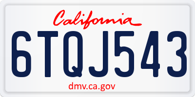 CA license plate 6TQJ543