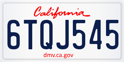 CA license plate 6TQJ545