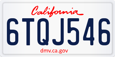 CA license plate 6TQJ546