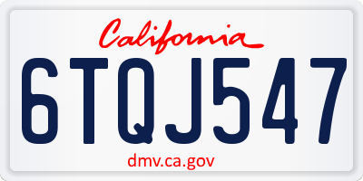 CA license plate 6TQJ547