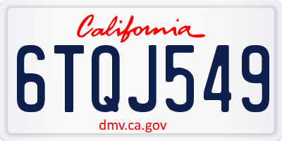 CA license plate 6TQJ549