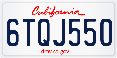 CA license plate 6TQJ550