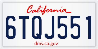 CA license plate 6TQJ551