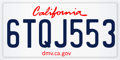 CA license plate 6TQJ553