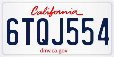 CA license plate 6TQJ554