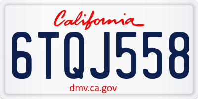 CA license plate 6TQJ558