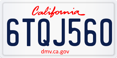 CA license plate 6TQJ560