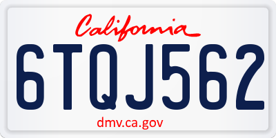 CA license plate 6TQJ562