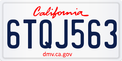 CA license plate 6TQJ563