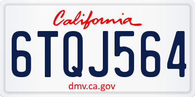 CA license plate 6TQJ564