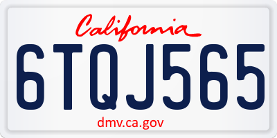 CA license plate 6TQJ565