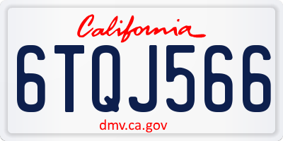 CA license plate 6TQJ566