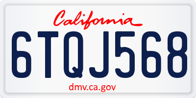 CA license plate 6TQJ568