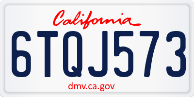 CA license plate 6TQJ573