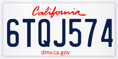 CA license plate 6TQJ574