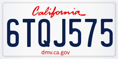 CA license plate 6TQJ575