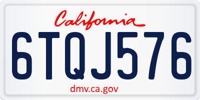 CA license plate 6TQJ576