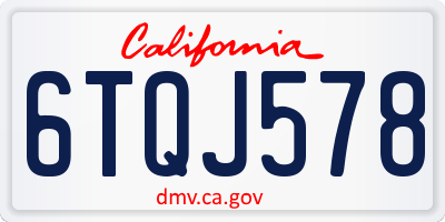 CA license plate 6TQJ578