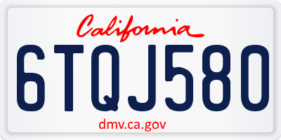 CA license plate 6TQJ580