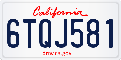 CA license plate 6TQJ581