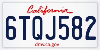 CA license plate 6TQJ582