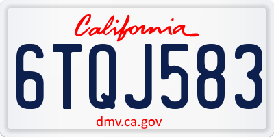 CA license plate 6TQJ583