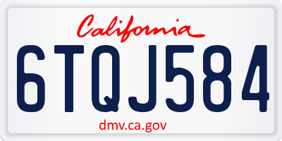 CA license plate 6TQJ584