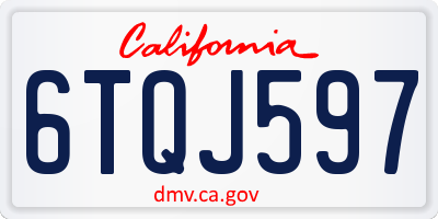CA license plate 6TQJ597