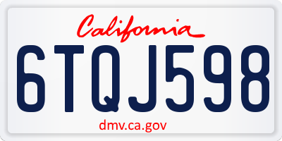 CA license plate 6TQJ598