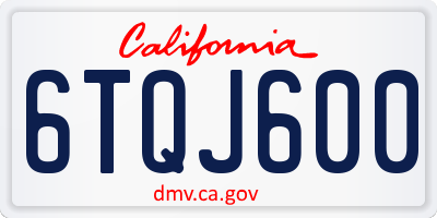 CA license plate 6TQJ600