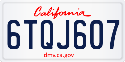 CA license plate 6TQJ607