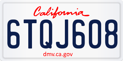 CA license plate 6TQJ608