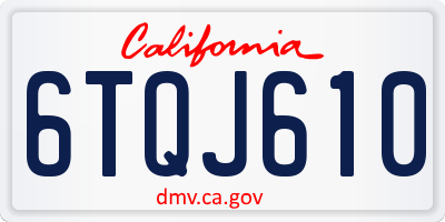 CA license plate 6TQJ610